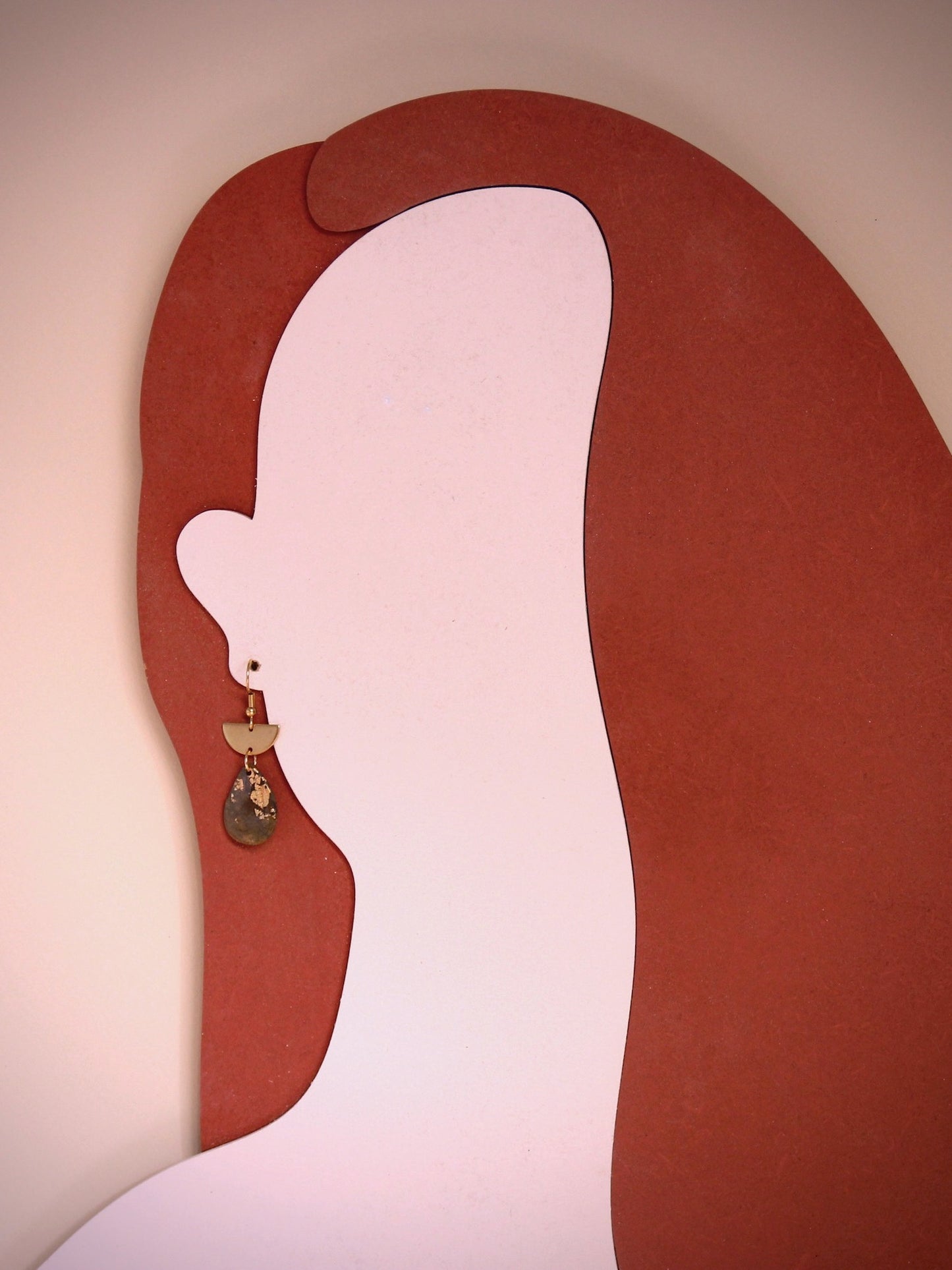 Boucles d'oreilles Mousse dorée | Goutte d'eau & Demi-Lune