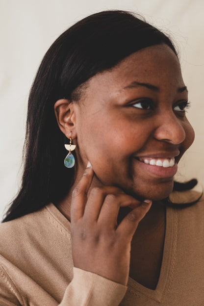 Boucles d'oreilles Terre & Mer | Goutte d'eau & Demi-Lune