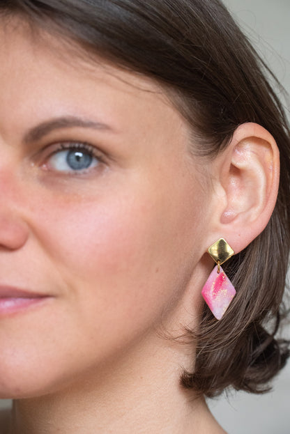 Boucles d'oreilles Cerisiers en fleurs | Petit losange