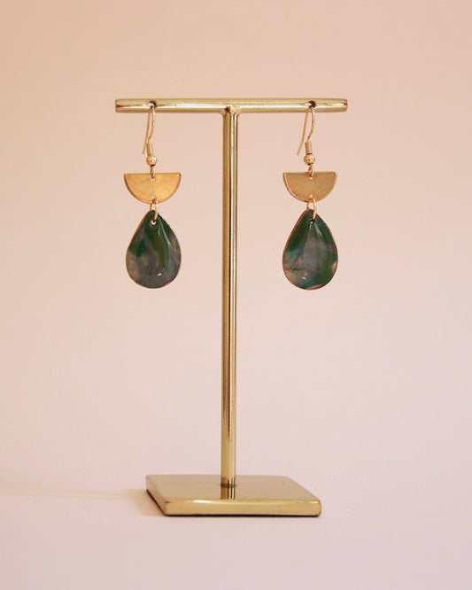 Boucles d'oreilles Terre & Mer | Goutte d'eau & Demi-Lune