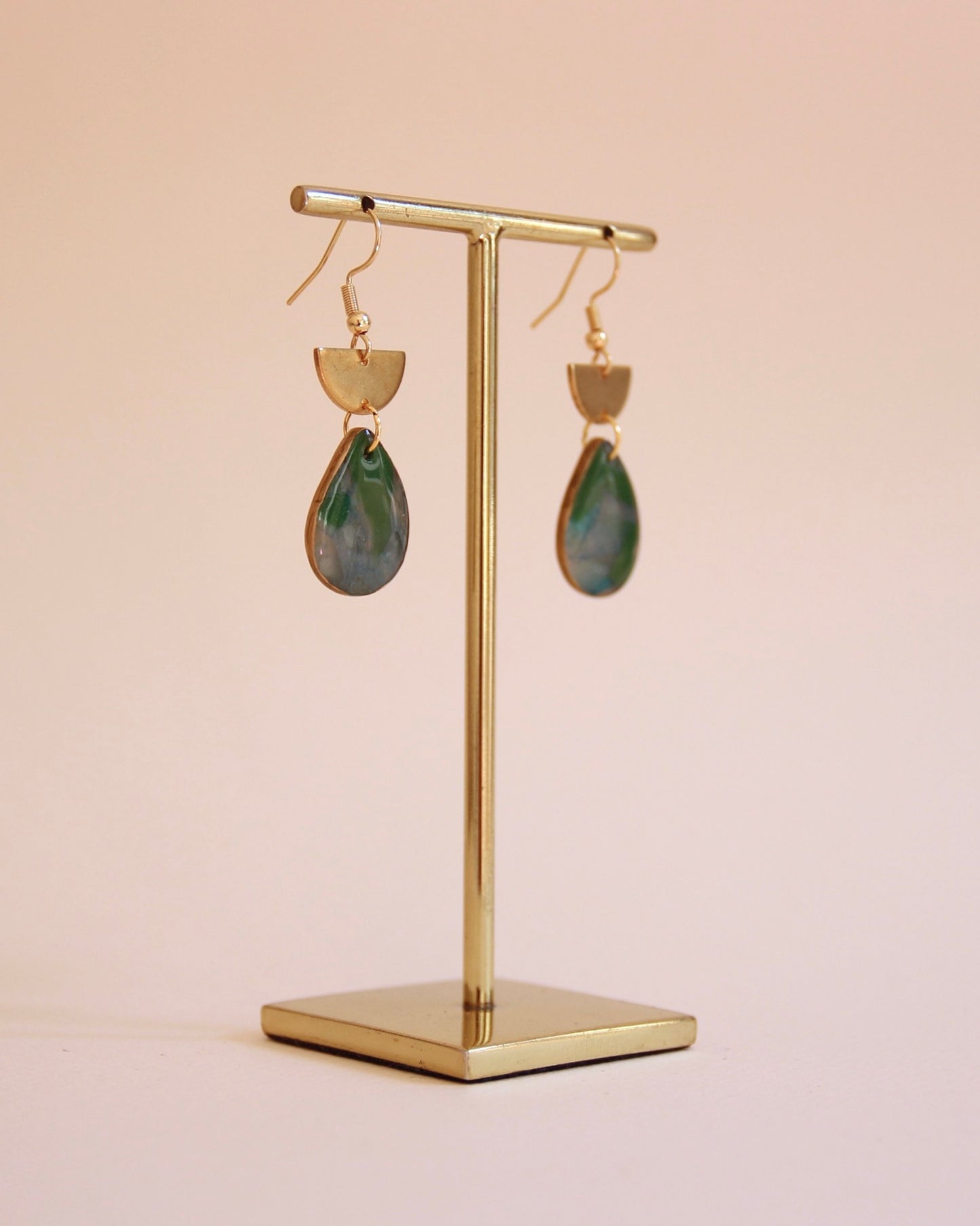Boucles d'oreilles Terre & Mer | Goutte d'eau & Demi-Lune