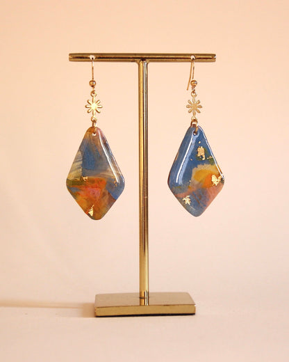 Boucles d'oreilles Paradis sur Terre | Large diamant - Plaqué or