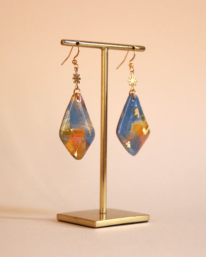 Boucles d'oreilles Paradis sur Terre | Large diamant - Plaqué or