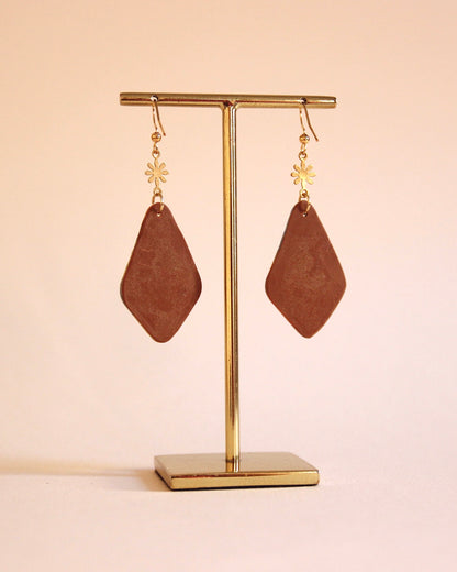 Boucles d'oreilles Paradis sur Terre | Large diamant - Plaqué or