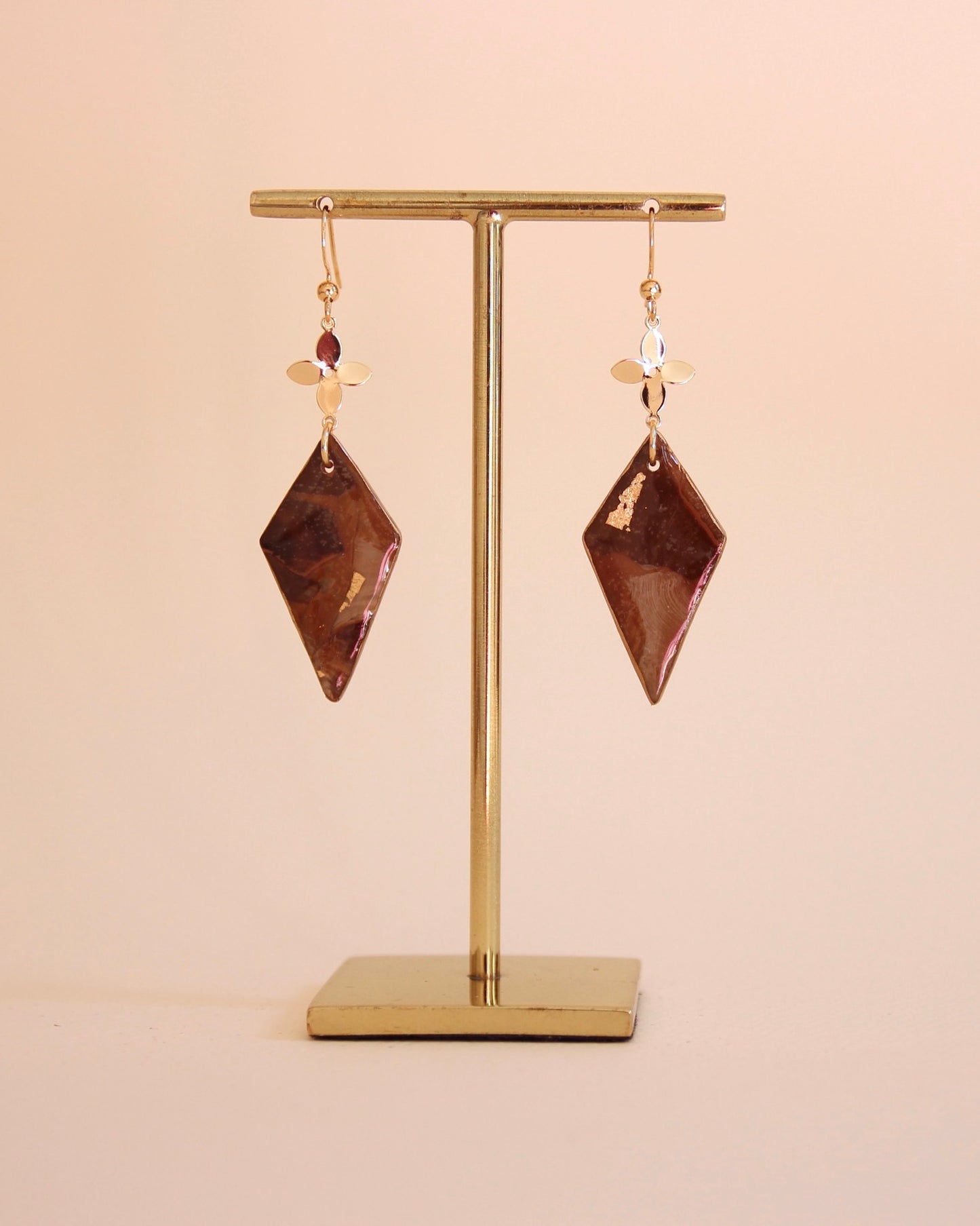 Boucles d'oreilles Léopard | Diamant en fleur - Plaqué or