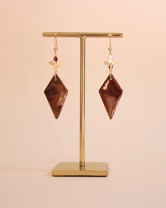 Boucles d'oreilles Léopard | Diamant en fleur - Plaqué or