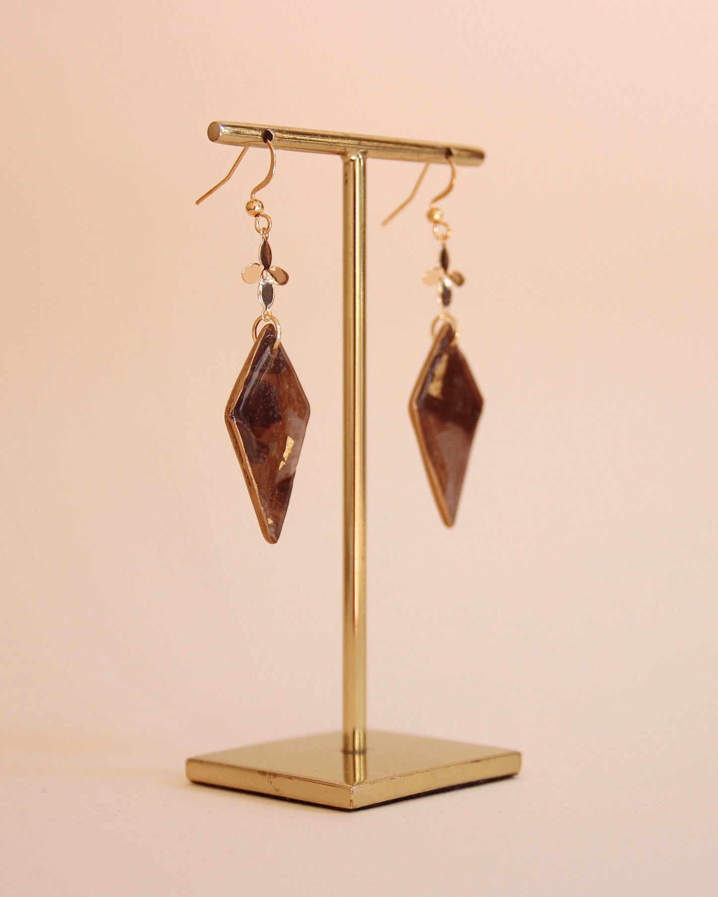 Boucles d'oreilles Léopard | Diamant en fleur - Plaqué or