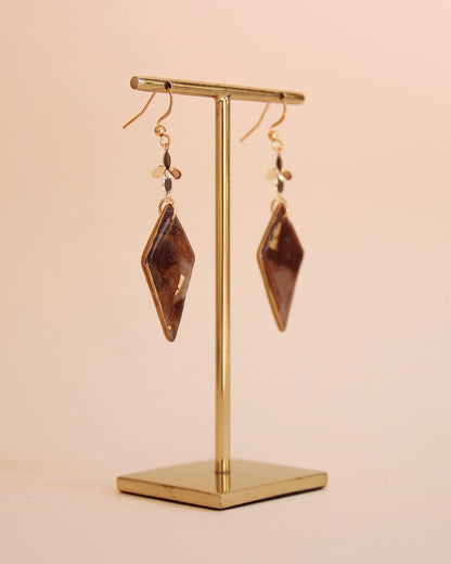 Boucles d'oreilles Léopard | Diamant en fleur - Plaqué or