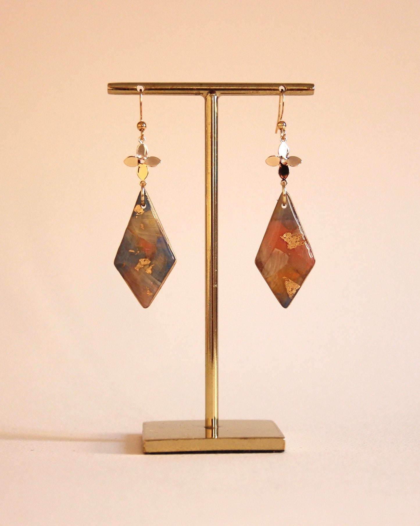 Boucles d'oreilles Paradis sur Terre | Diamant en fleur - Plaqué or