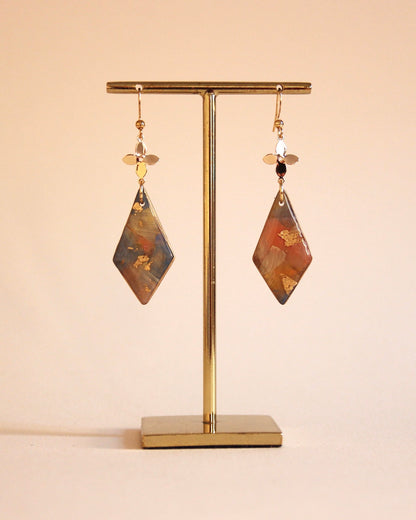 Boucles d'oreilles Paradis sur Terre | Diamant en fleur - Plaqué or