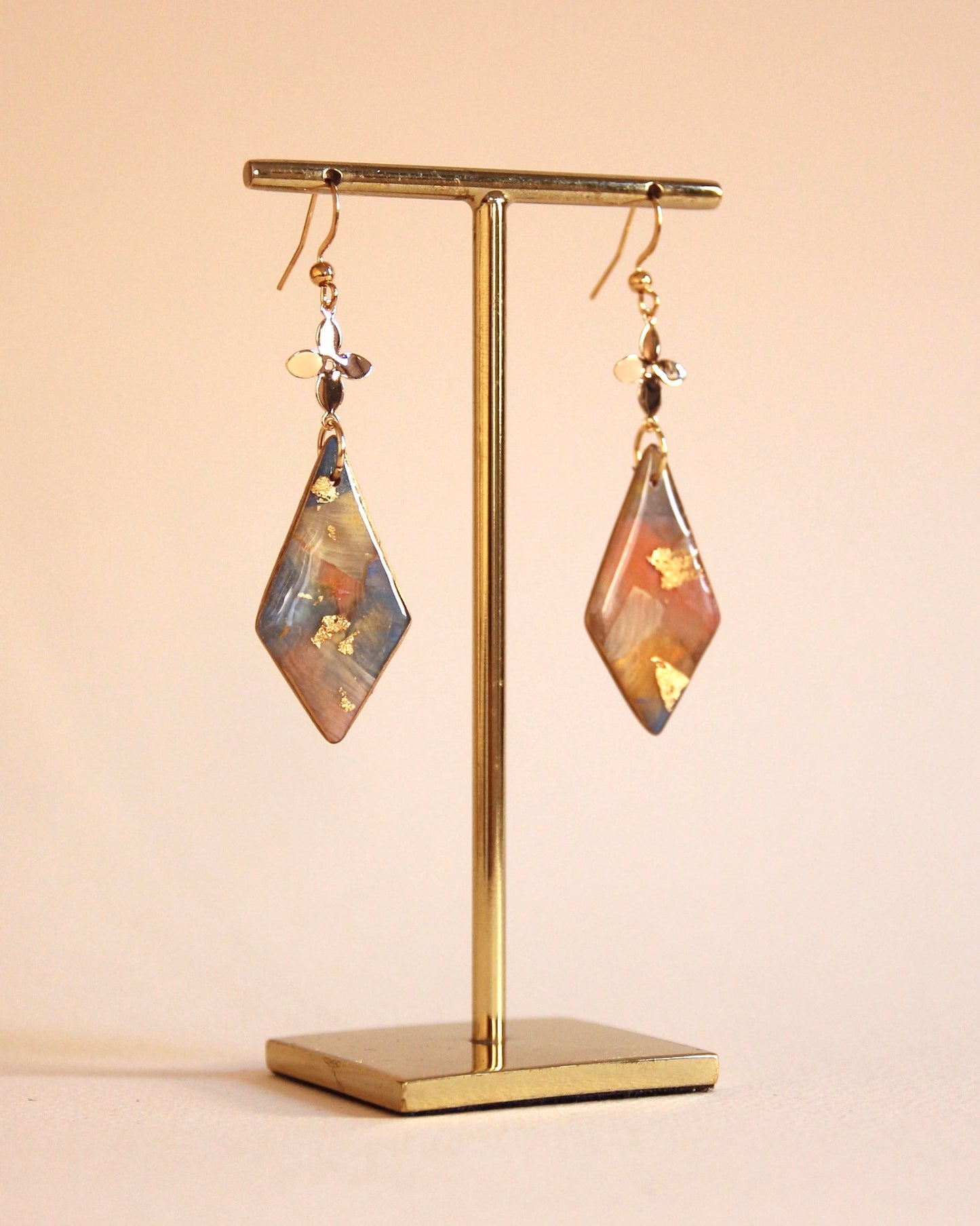 Boucles d'oreilles Paradis sur Terre | Diamant en fleur - Plaqué or