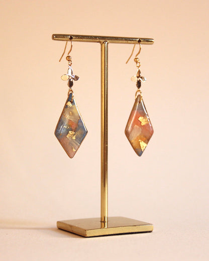 Boucles d'oreilles Paradis sur Terre | Diamant en fleur - Plaqué or