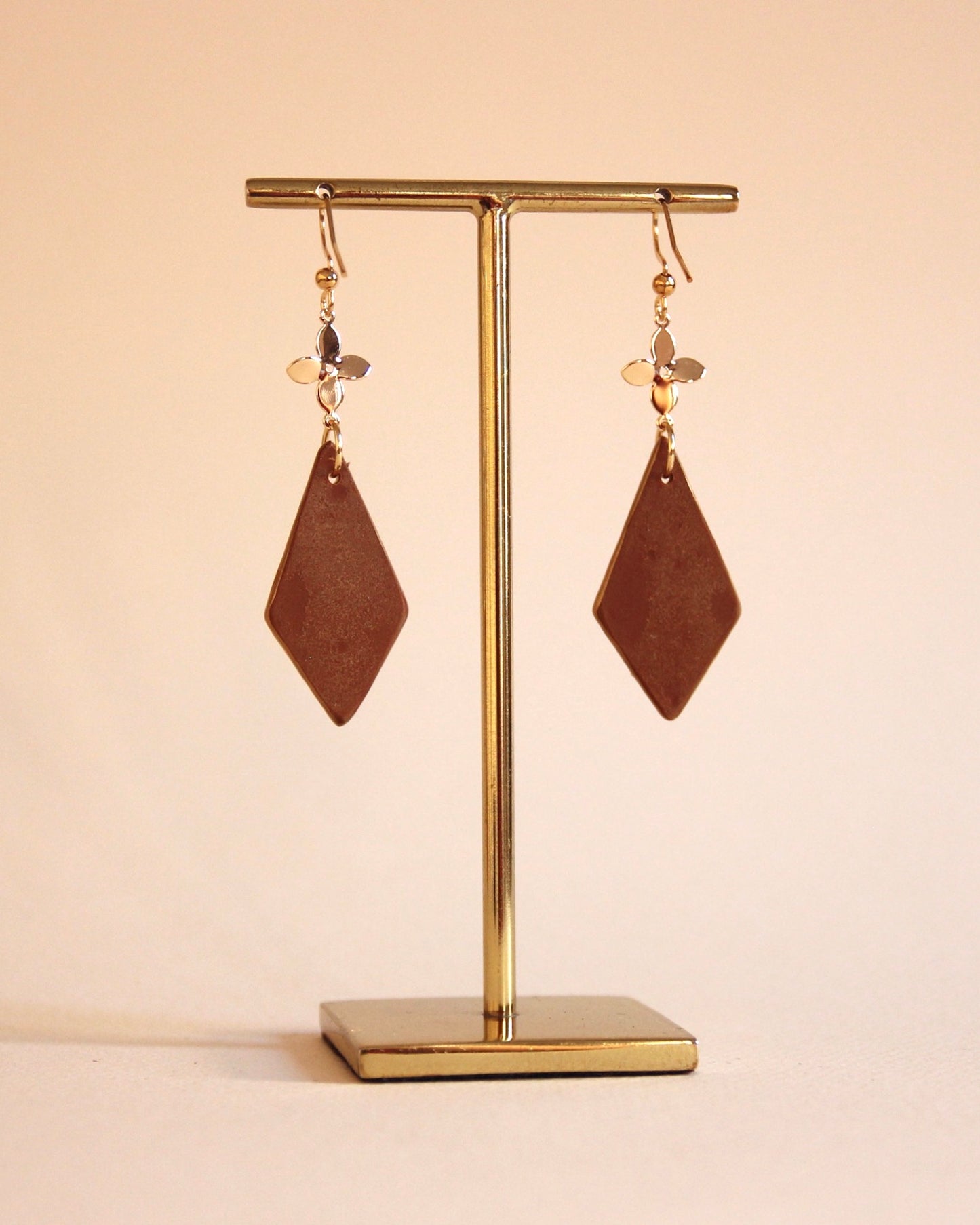 Boucles d'oreilles Paradis sur Terre | Diamant en fleur - Plaqué or