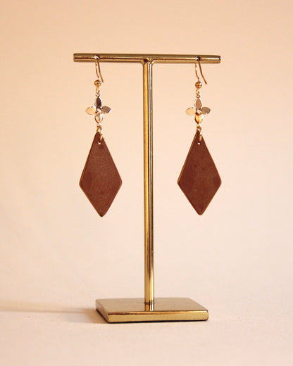 Boucles d'oreilles Paradis sur Terre | Diamant en fleur - Plaqué or