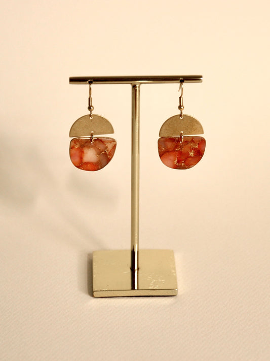 Boucles d'oreilles Brique Rouge | Demi-lune