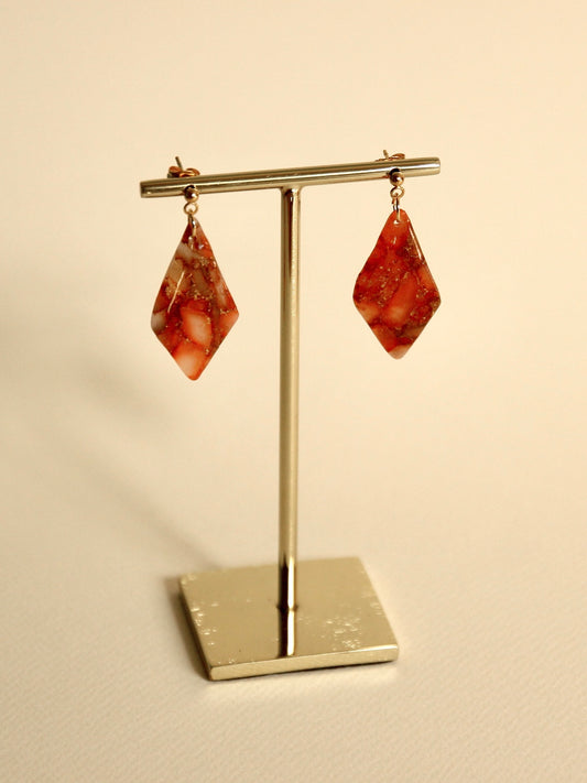 Boucles d'oreilles Brique Rouge | Diamant