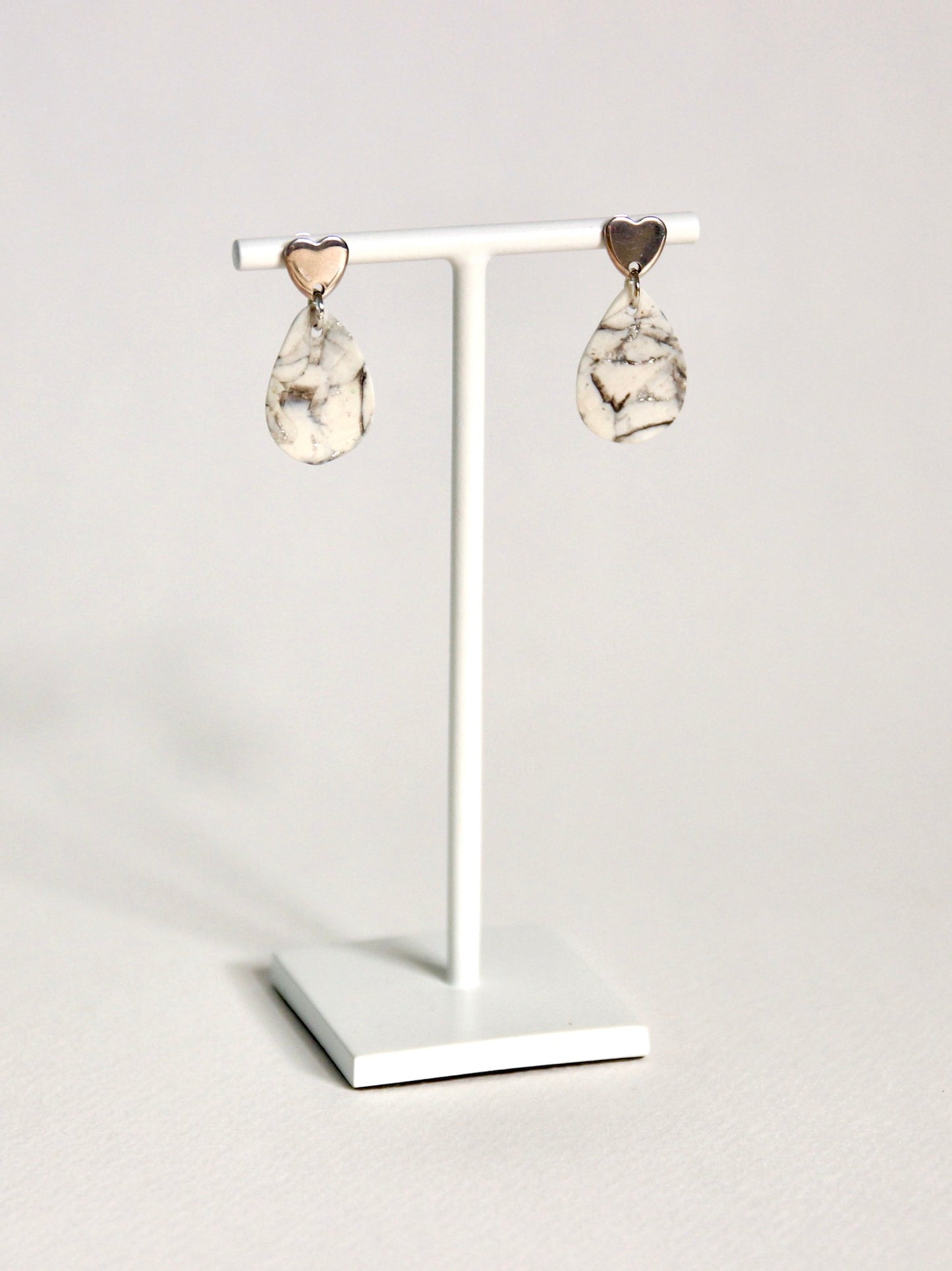 Boucles d'oreilles Marbre Blanc | Goutte d'eau