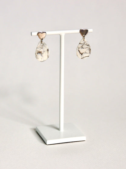 Boucles d'oreilles Marbre Blanc | Goutte d'eau